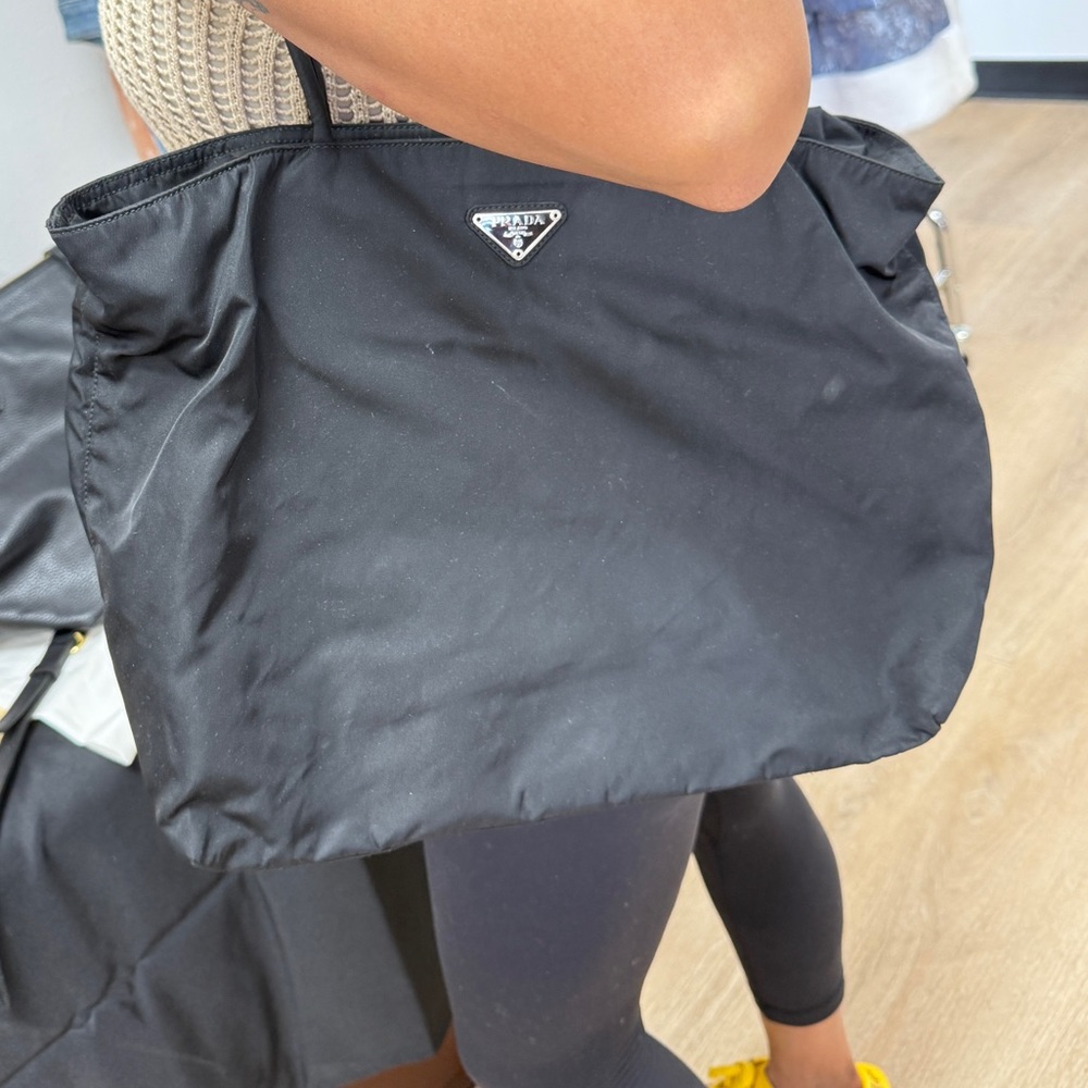 Prada vintage black nylon tote with zipper
